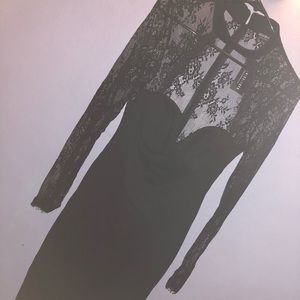 Black lace long sleeve dress